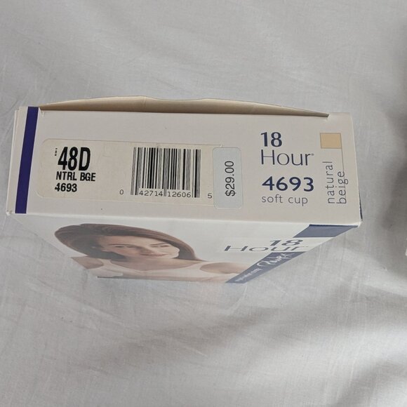 Playtex 18 Hour Bra Style 4693 Ultimate Shoulder Comfort Wire Free Beige 48D NEW - Picture 5 of 8